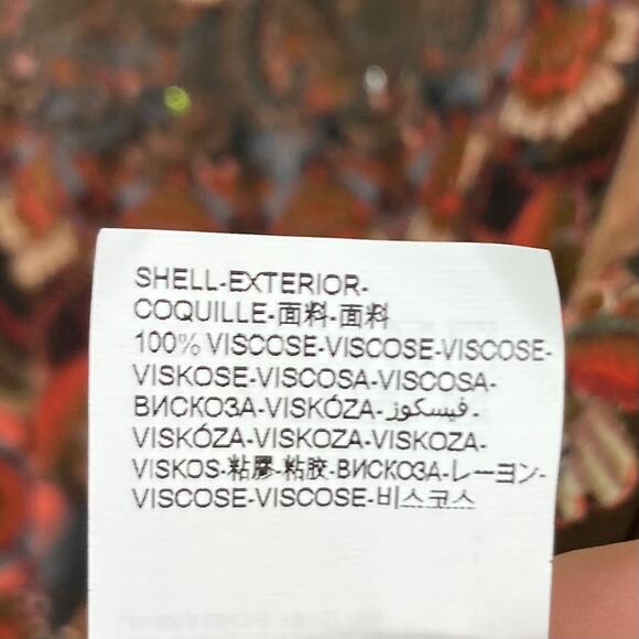 NWT DESIGUAL Top EU L~US M Brown Floral Rhinestone Art Tie-Bow-Side Long-Sleeve - Picture 10 of 11